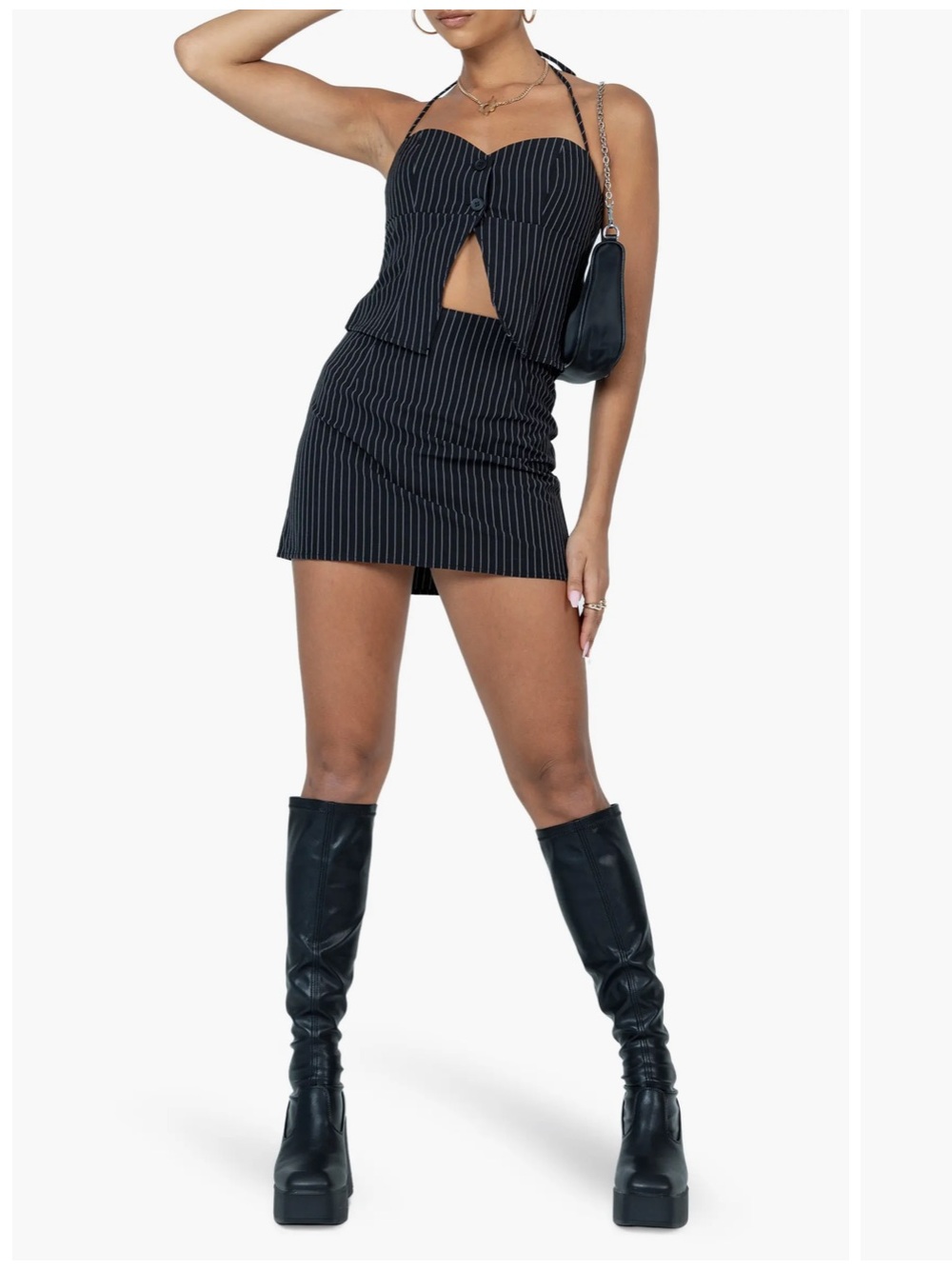 Princess Polly Luca Set in black pinstripe Size 6
